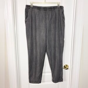 Eileen Fisher Chambray Relaxed Fit Cropped Pants Gray Size Large